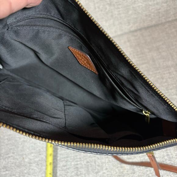 Fossil Crossbody Adjustable Strap Black Medium White Multi Top Zip - Picture 7 of 10